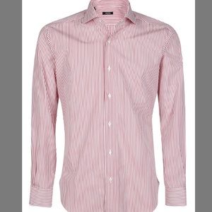 Barba Napoli Striped Shirt 39 Red White